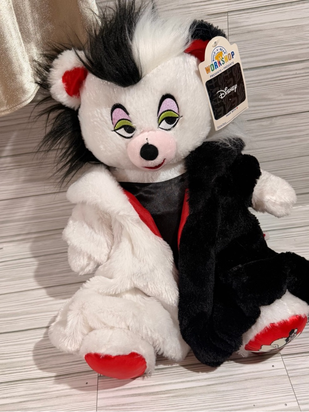 Build-A-Bear Disney Cruella-Inspired Skunk Plush in White, Black & Red